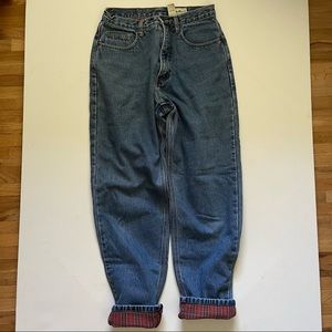 Vintage Eddie Bauer Red Plaid Flannel Lined Mom Jeans size 12